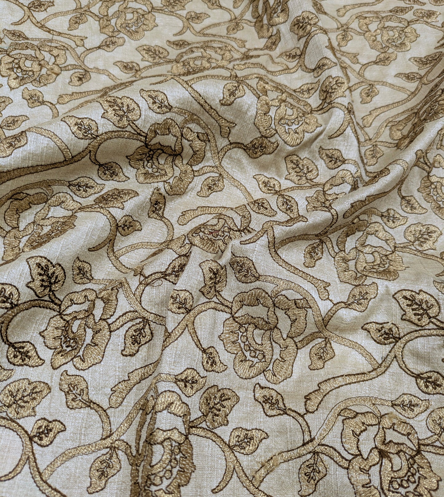 Beige Embroidered Fabric, Wedding inspiration, Designer fabric, Floral design, Embroidery design, Luxury fabric, Fashion fabric - NFAF825