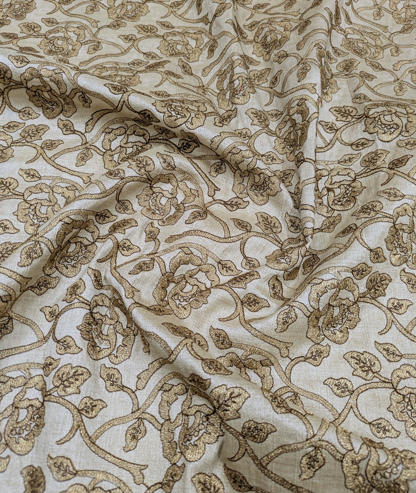 Beige Embroidered Fabric, Wedding inspiration, Designer fabric, Floral design, Embroidery design, Luxury fabric, Fashion fabric - NFAF825