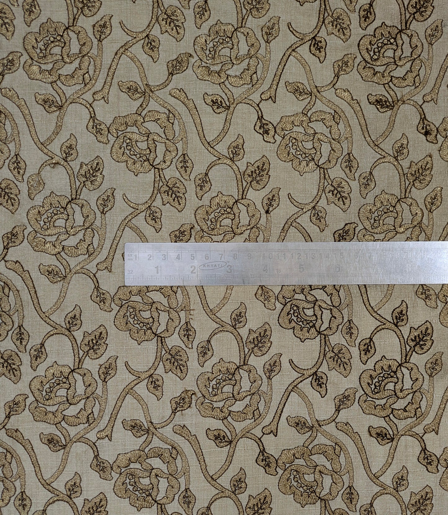 Beige Embroidered Fabric, Wedding inspiration, Designer fabric, Floral design, Embroidery design, Luxury fabric, Fashion fabric - NFAF825