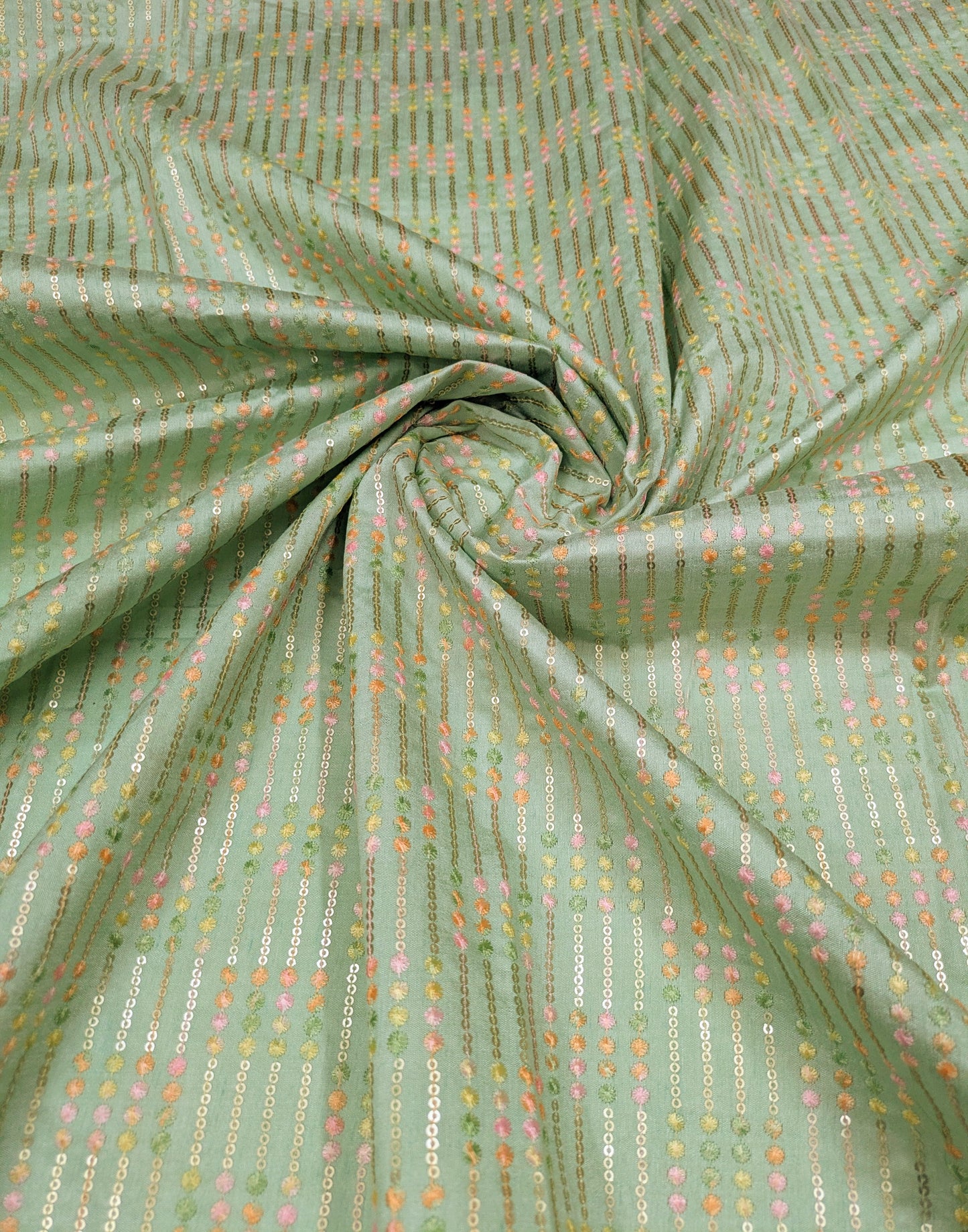 Embroidered fabric, See green Wedding inspiration fabric, Fashion fabric, Luxury fabric, Bridesmaid dress, Thread embroidery, Luxury fabric - NFAF840