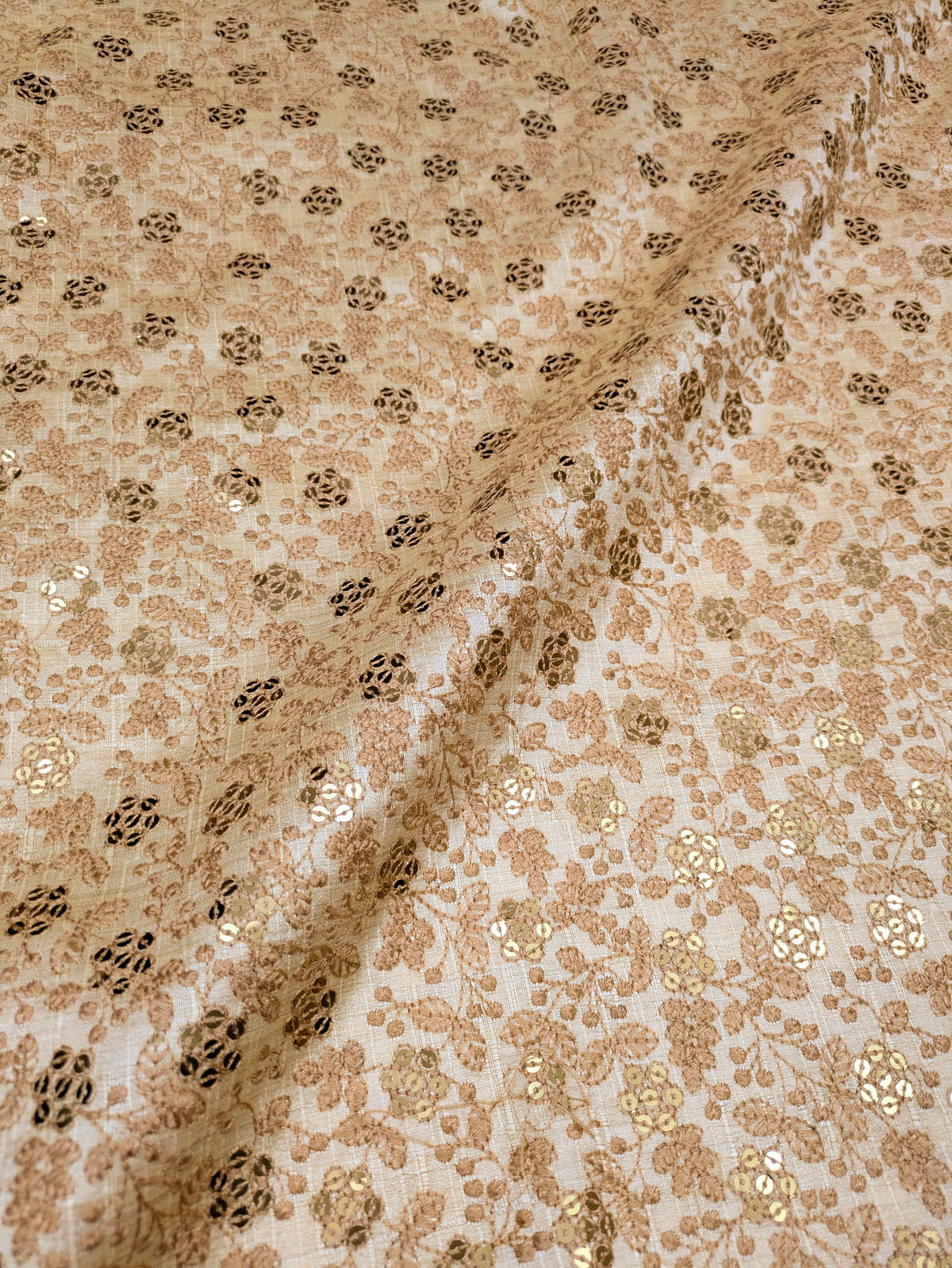 Beige Embroidered fabric, Wedding inspiration, Embroidery design, Thread embroidery, Gold fabric, Haute couture - NFAF845