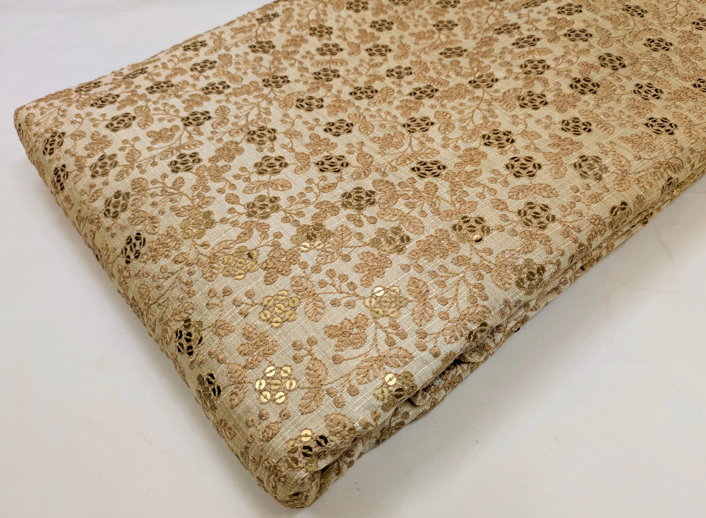 Beige Embroidered fabric, Wedding inspiration, Embroidery design, Thread embroidery, Gold fabric, Haute couture - NFAF845