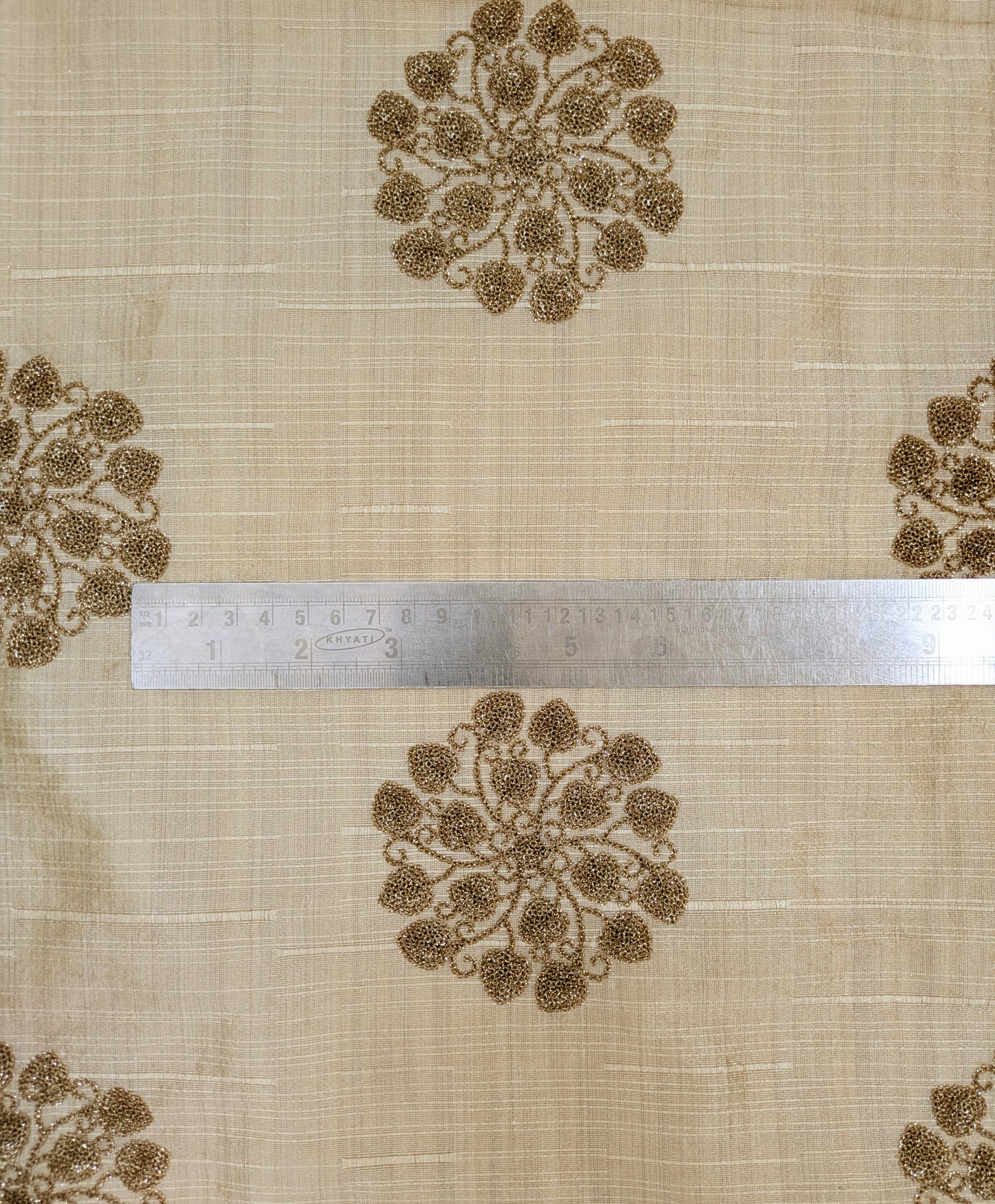 Beige embroidered fabric, Handmade, Gold flower, Fabric store, Luxury fabric, Wedding dress, Bridesmaid dress, Couture fashion - NFAF850