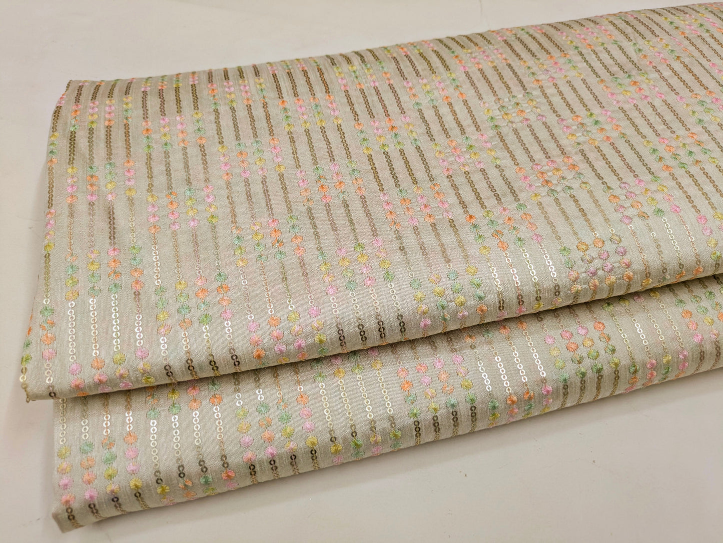 Ivory embroidered fabric, Gold fabric, Luxury fabric, Wedding inspiration, Indian fabric, Thread embroidery, Embroidery design, Handmade - NFAF851