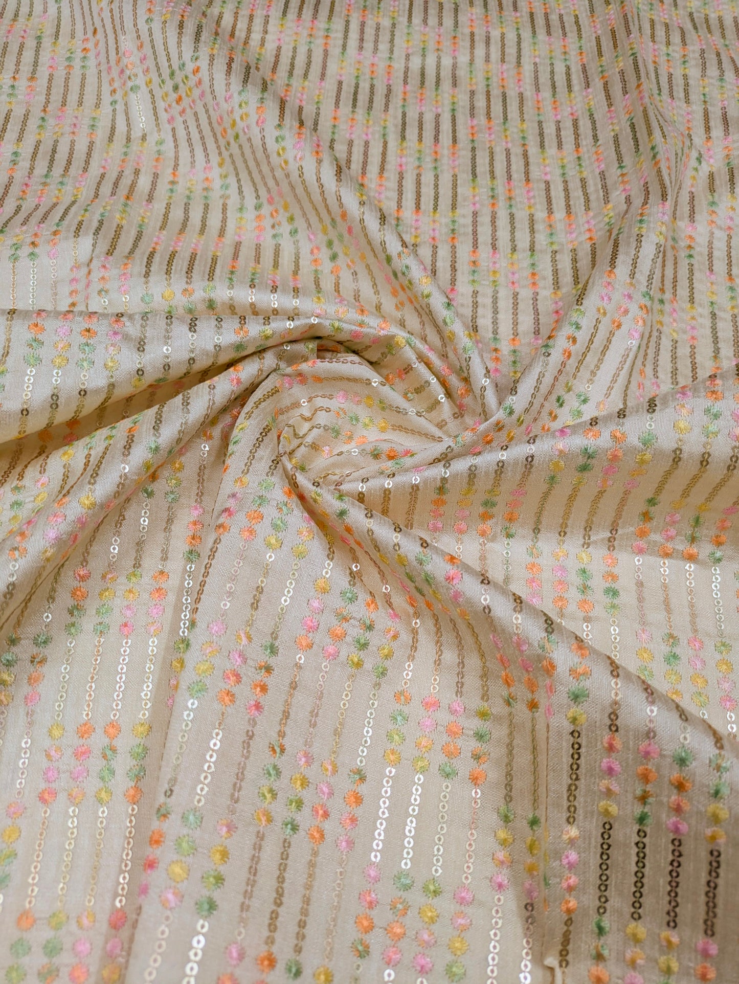 Ivory embroidered fabric, Gold fabric, Luxury fabric, Wedding inspiration, Indian fabric, Thread embroidery, Embroidery design, Handmade - NFAF851