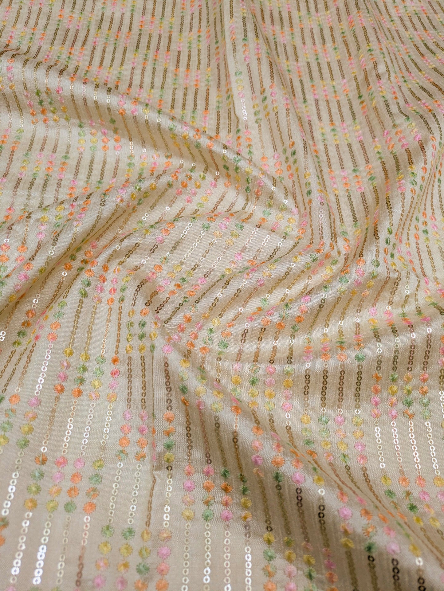 Ivory embroidered fabric, Gold fabric, Luxury fabric, Wedding inspiration, Indian fabric, Thread embroidery, Embroidery design, Handmade - NFAF851