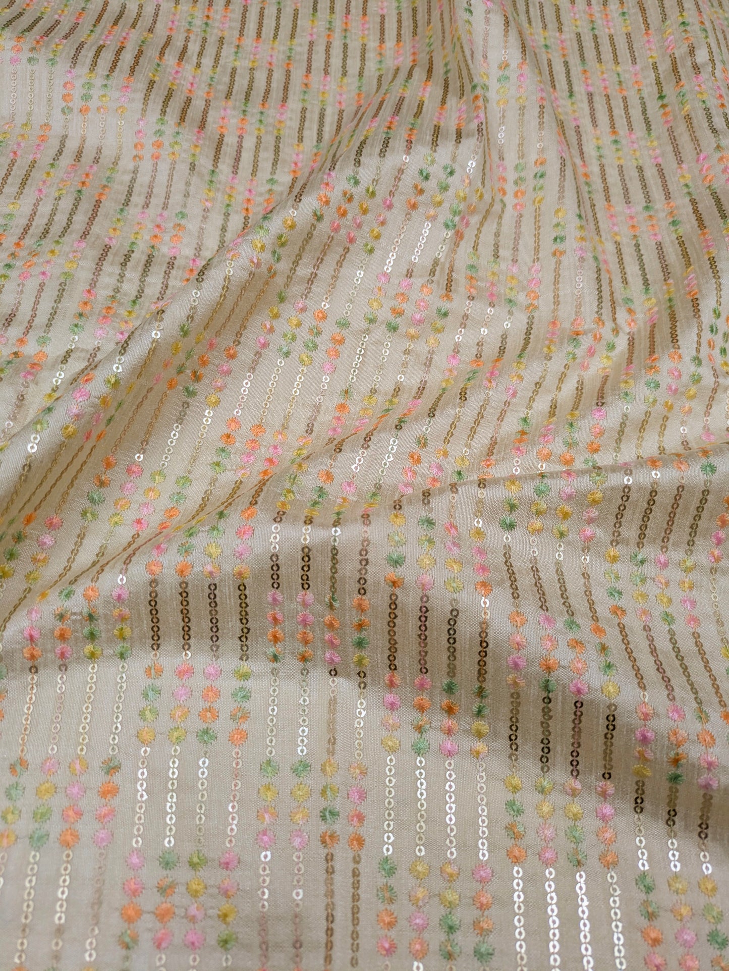 Ivory embroidered fabric, Gold fabric, Luxury fabric, Wedding inspiration, Indian fabric, Thread embroidery, Embroidery design, Handmade - NFAF851