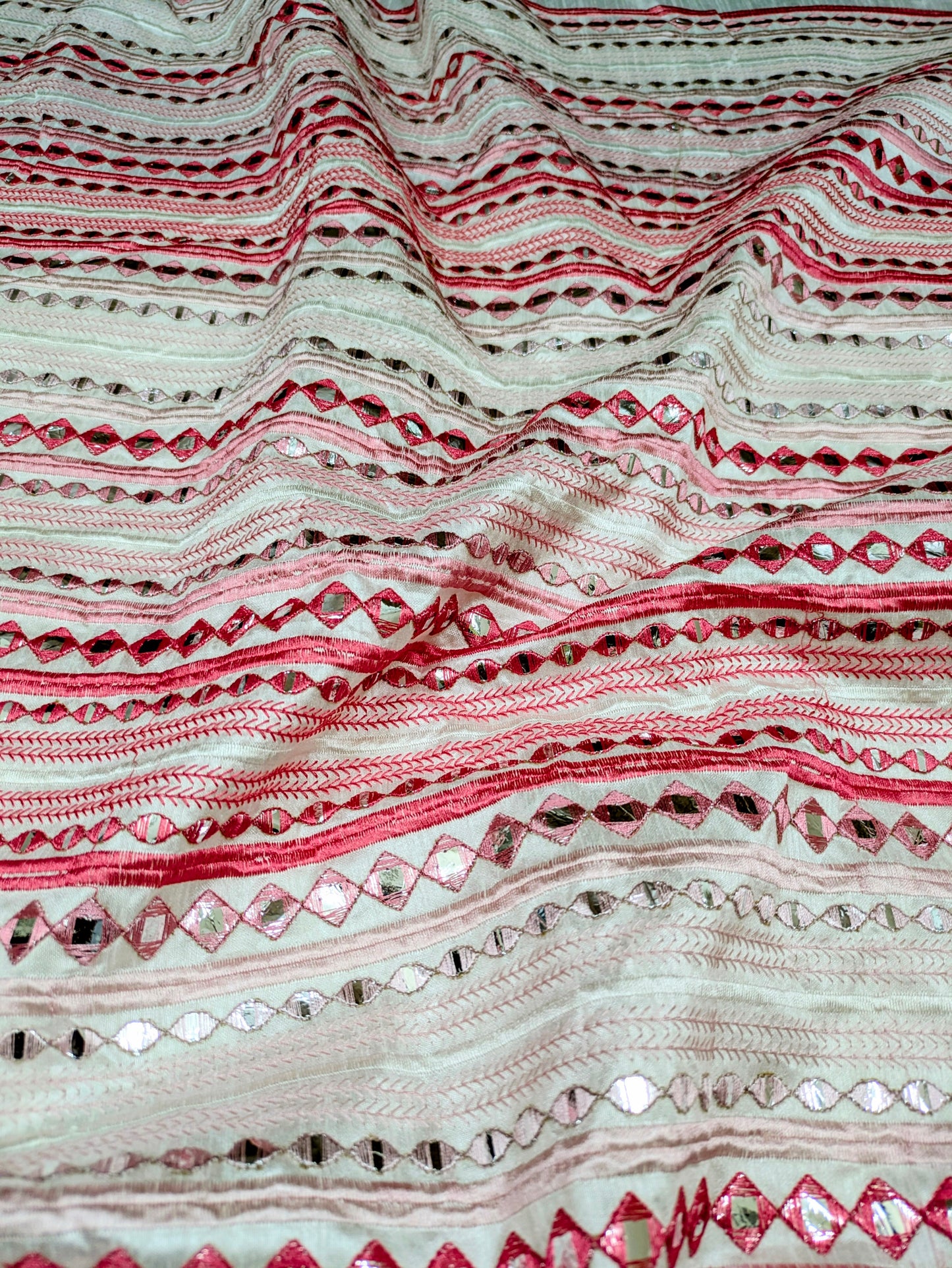 Pink embroidered fabric, Wedding dress, Fabric store, Luxury fabric, Thread embroidery, Indian fabric, Couture fashion, Royal fabric - NFAF870
