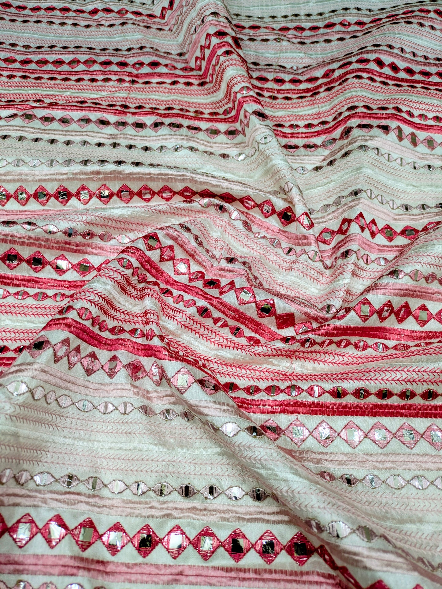 Pink embroidered fabric, Wedding dress, Fabric store, Luxury fabric, Thread embroidery, Indian fabric, Couture fashion, Royal fabric - NFAF870