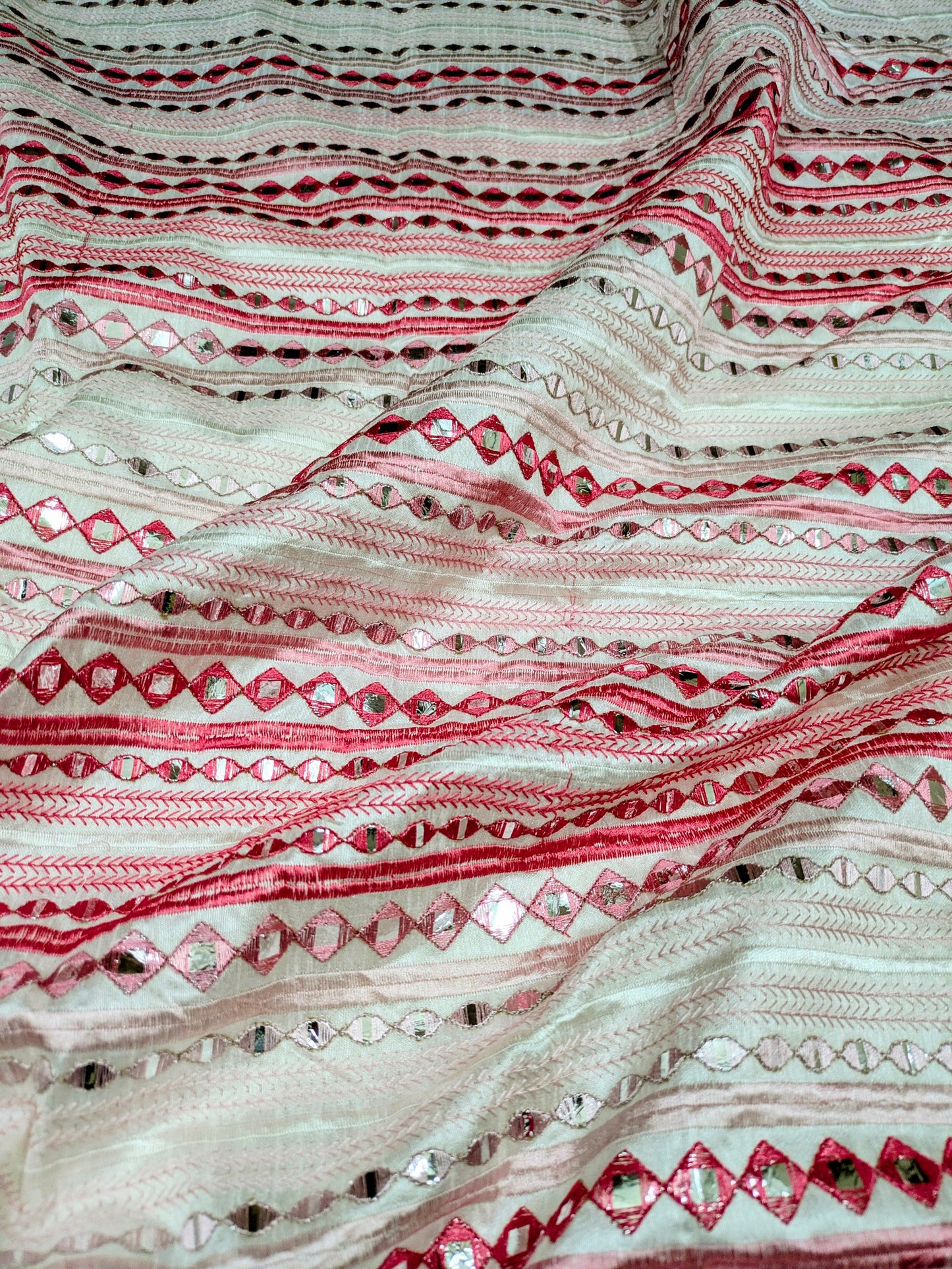 Pink embroidered fabric, Wedding dress, Fabric store, Luxury fabric, Thread embroidery, Indian fabric, Couture fashion, Royal fabric - NFAF870