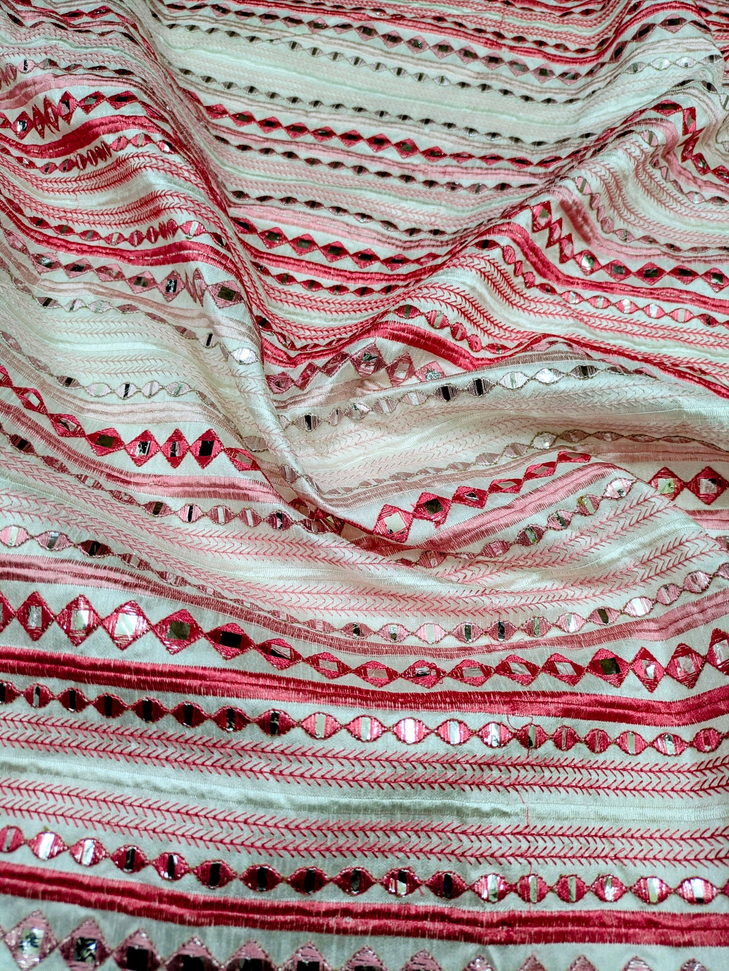 Pink embroidered fabric, Wedding dress, Fabric store, Luxury fabric, Thread embroidery, Indian fabric, Couture fashion, Royal fabric - NFAF870