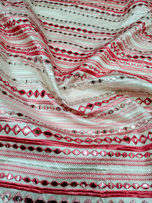 Pink embroidered fabric, Wedding dress, Fabric store, Luxury fabric, Thread embroidery, Indian fabric, Couture fashion, Royal fabric - NFAF870
