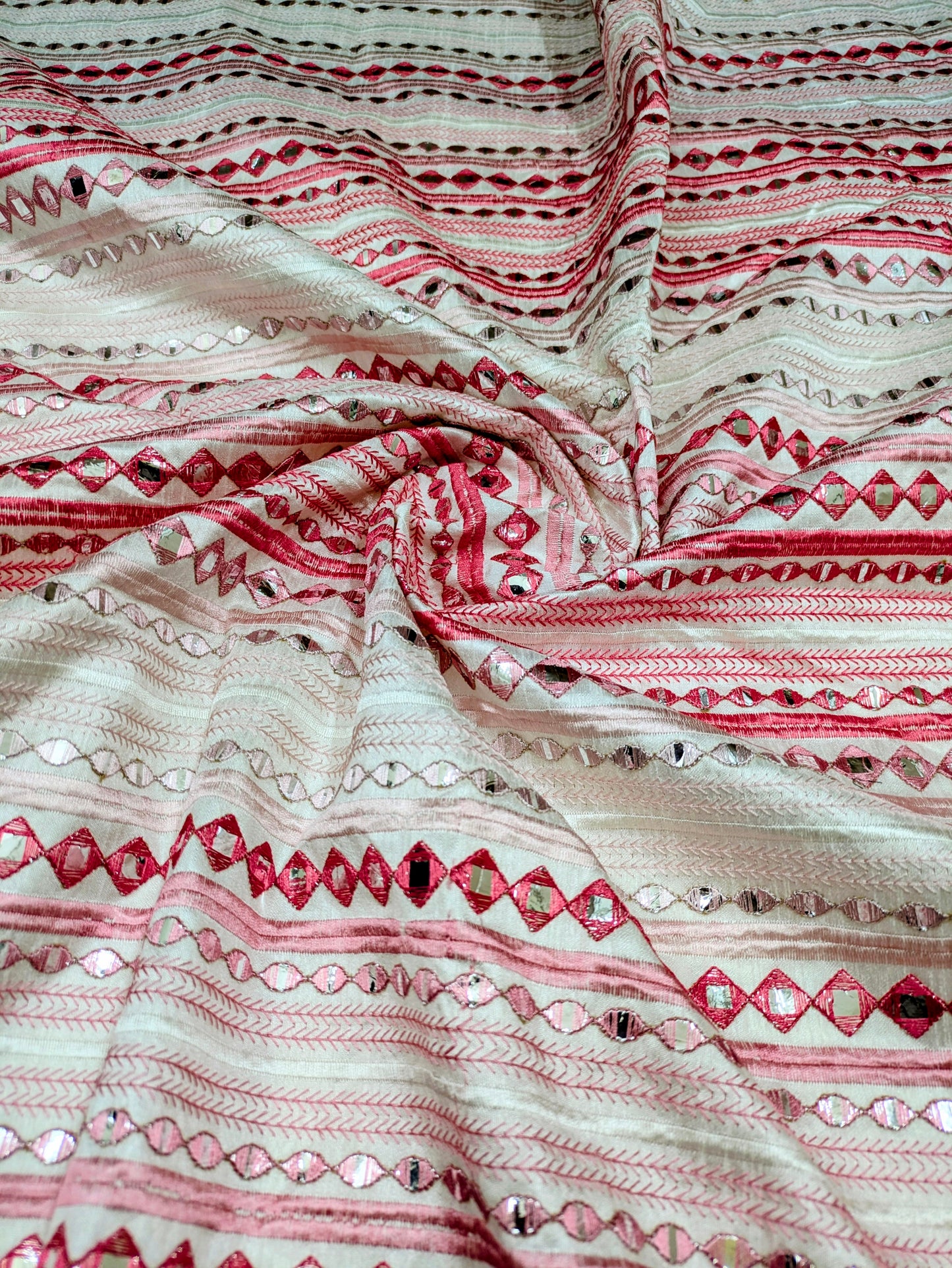 Pink embroidered fabric, Wedding dress, Fabric store, Luxury fabric, Thread embroidery, Indian fabric, Couture fashion, Royal fabric - NFAF870