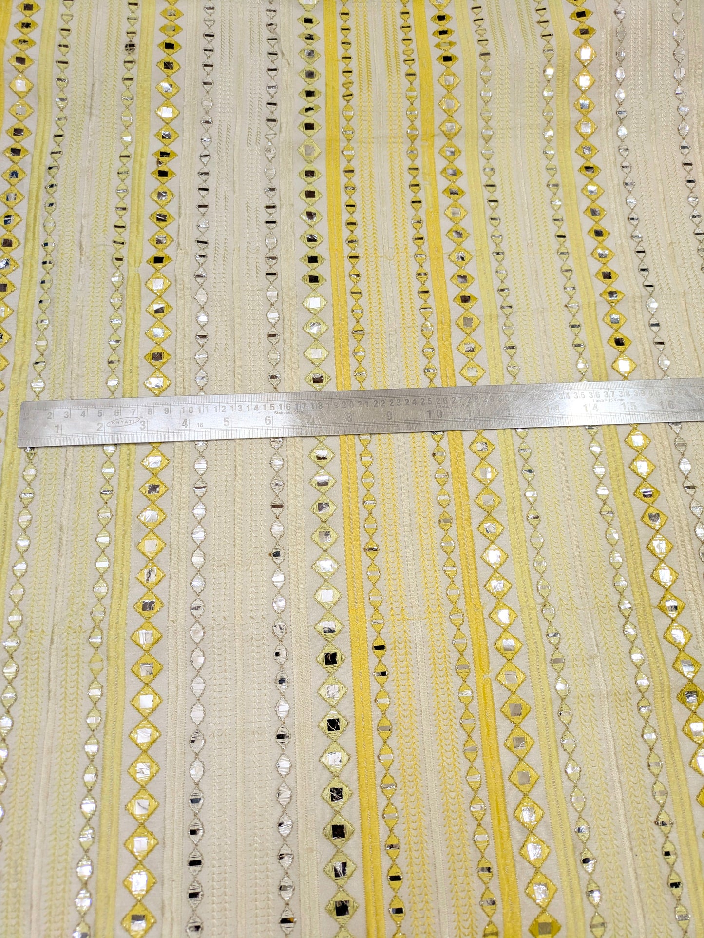 Yellow embroidered fabric, Wedding dress, Fabric store, Luxury fabric, Thread embroidery, Indian fabric, Couture fashion, Royal fabric - NFAF877