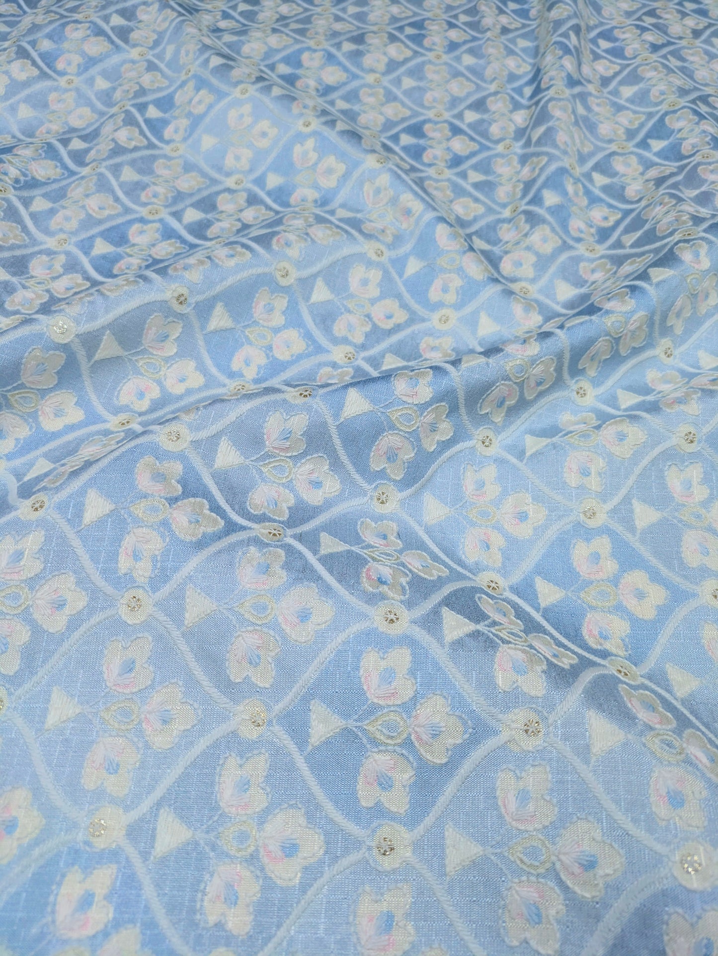 Blue embroidered fabric, Thread embroidery, Embroidery design, Wedding inspiration, Couture fashion, Fashion fabric - NFAF886