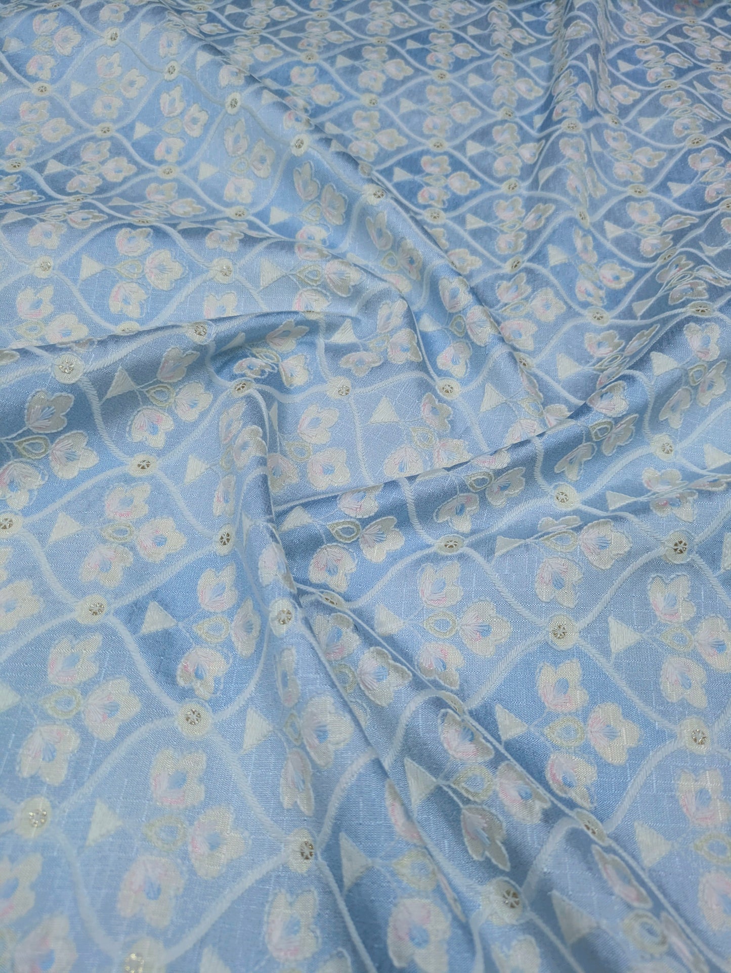 Blue embroidered fabric, Thread embroidery, Embroidery design, Wedding inspiration, Couture fashion, Fashion fabric - NFAF886