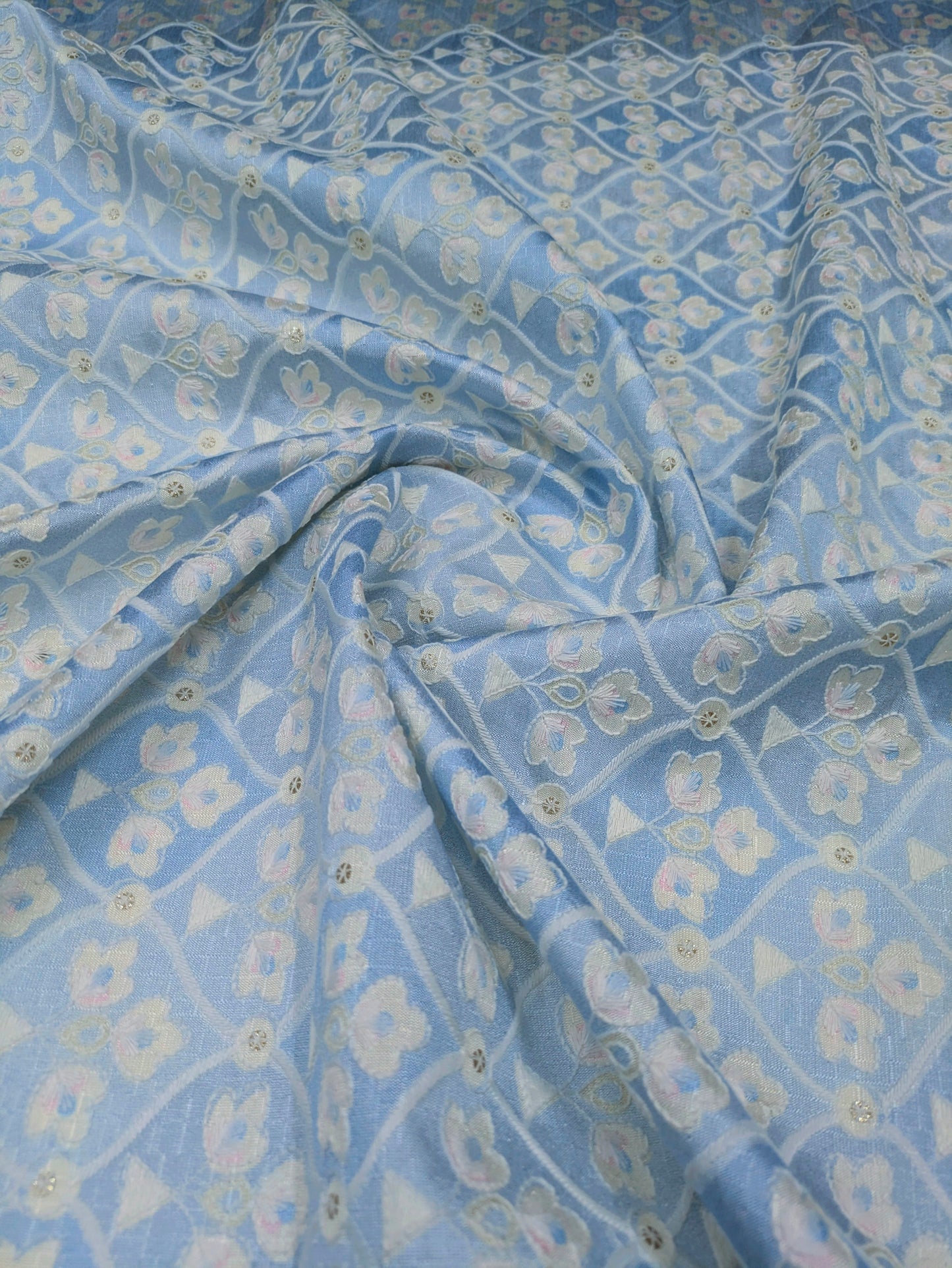 Blue embroidered fabric, Thread embroidery, Embroidery design, Wedding inspiration, Couture fashion, Fashion fabric - NFAF886