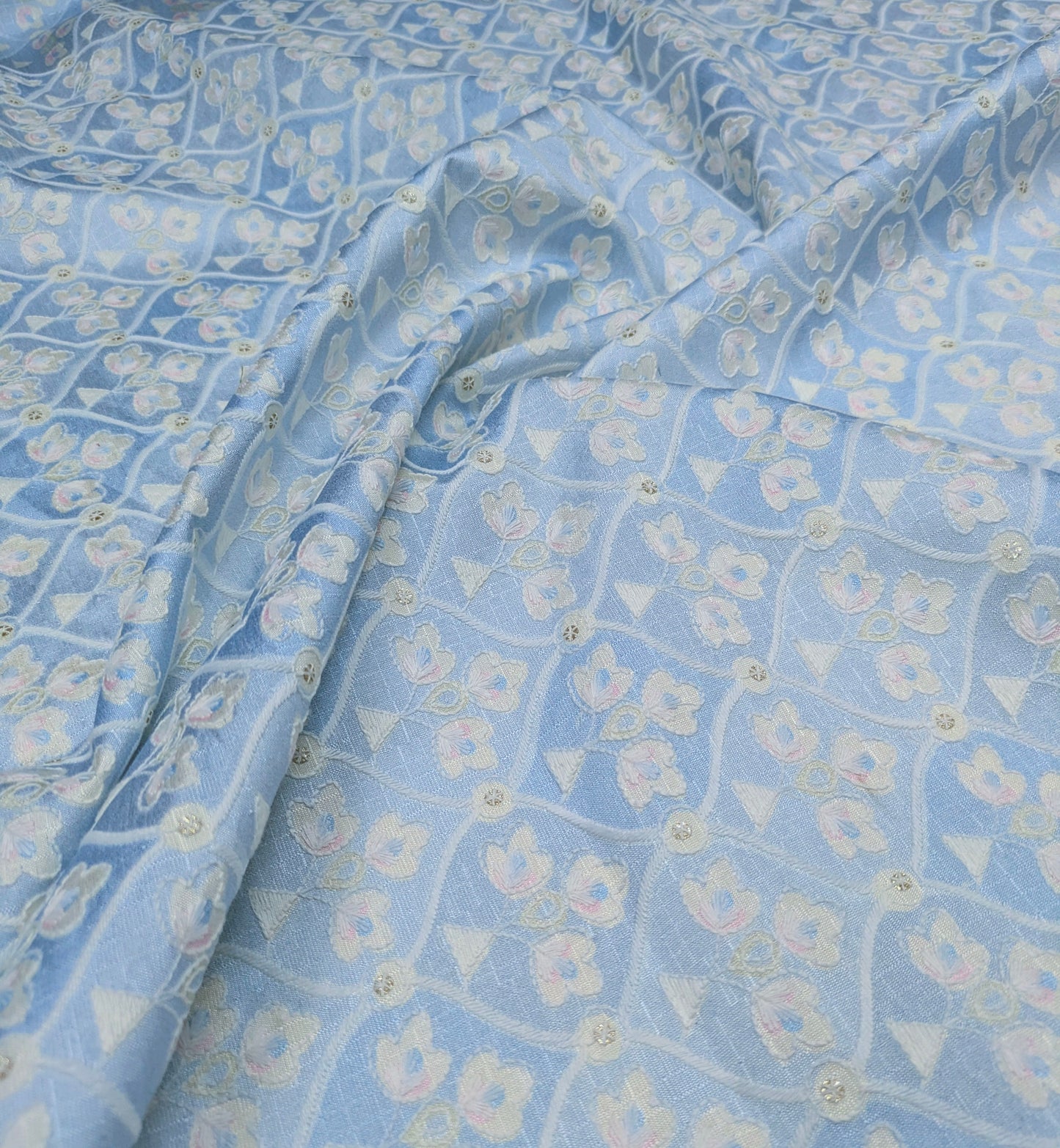 Blue embroidered fabric, Thread embroidery, Embroidery design, Wedding inspiration, Couture fashion, Fashion fabric - NFAF886