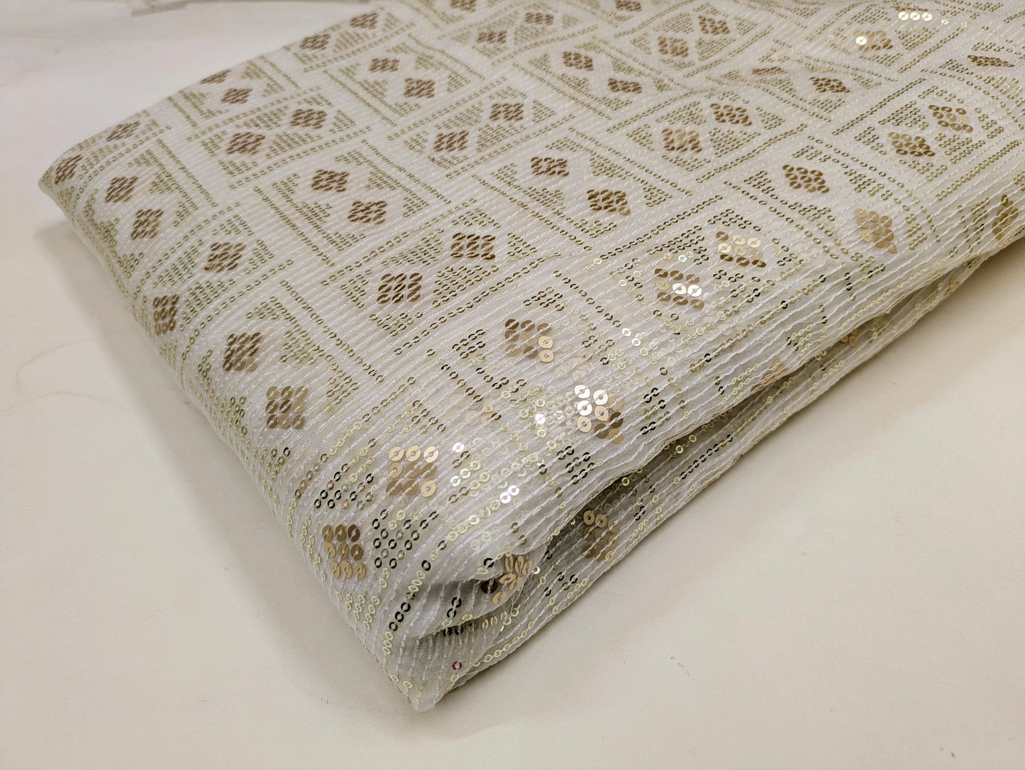 Off white embroidered fabric, Sequins Organza Fabric, Haute couture, Couture fashion, Embroidery art, Embroidery design, Fashion fabric - NFAF934