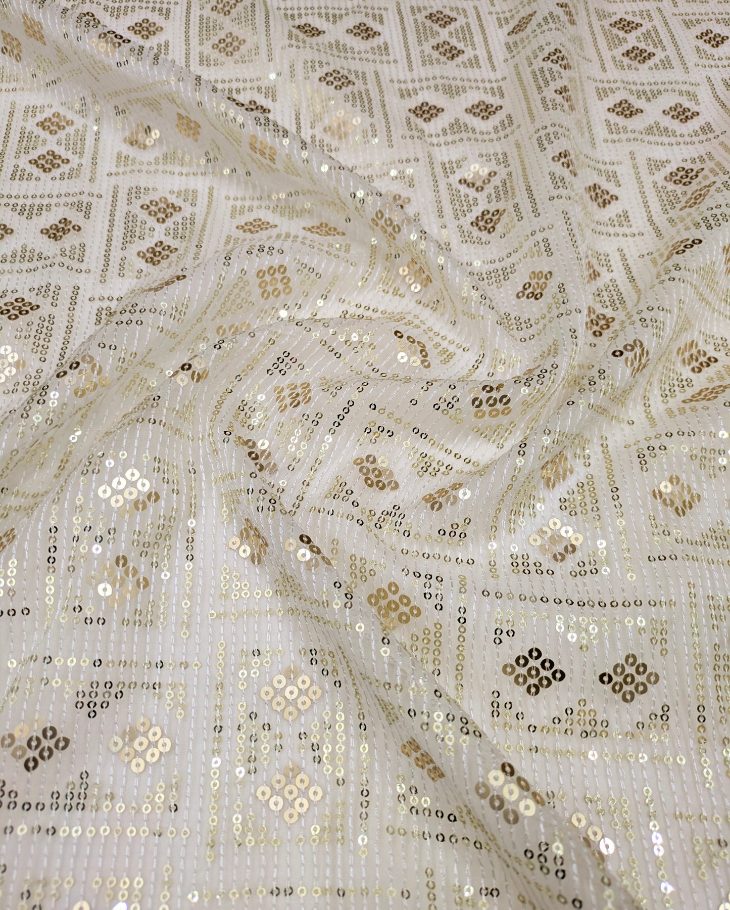 Off white embroidered fabric, Sequins Organza Fabric, Haute couture, Couture fashion, Embroidery art, Embroidery design, Fashion fabric - NFAF934