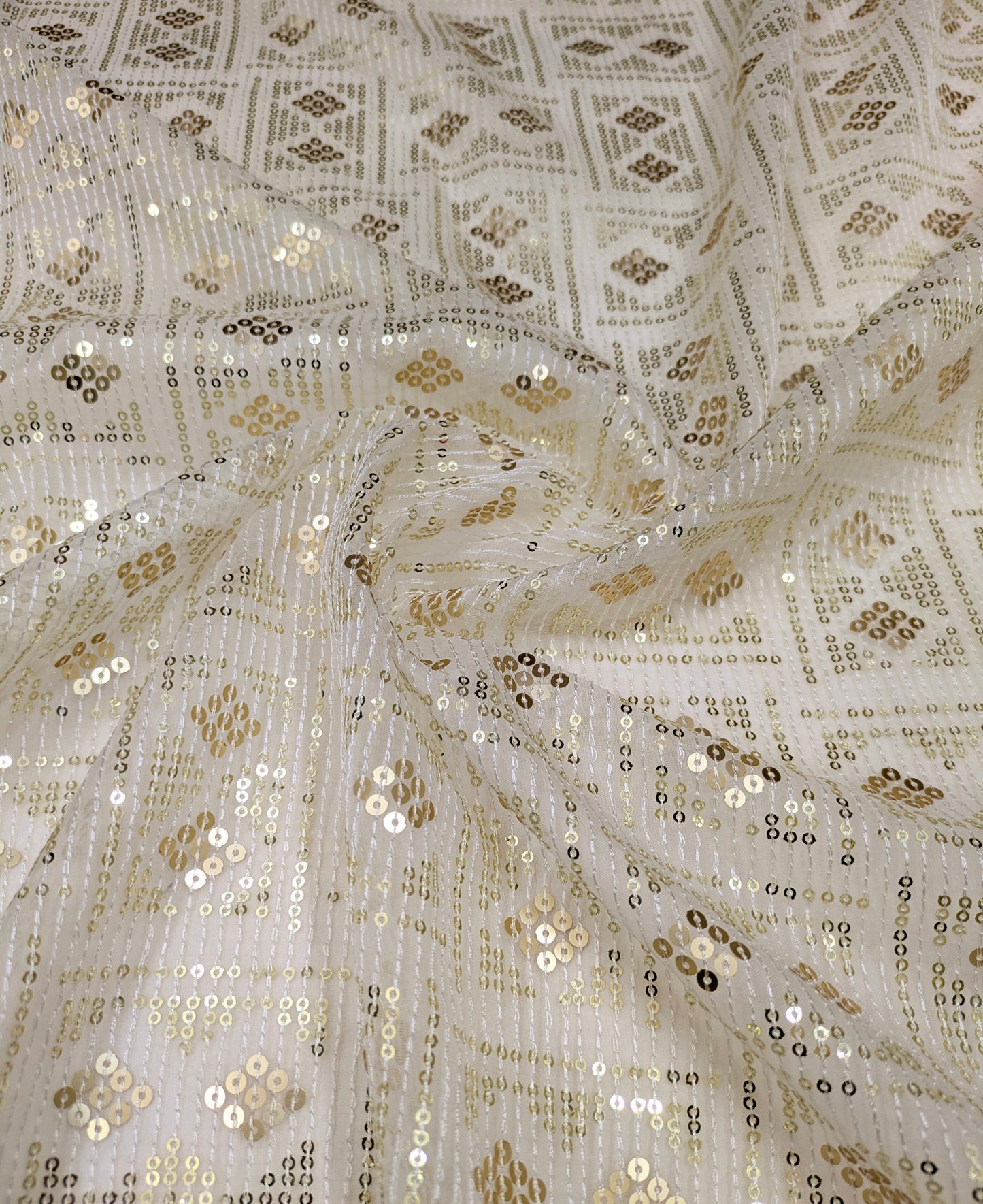 Off white embroidered fabric, Sequins Organza Fabric, Haute couture, Couture fashion, Embroidery art, Embroidery design, Fashion fabric - NFAF934