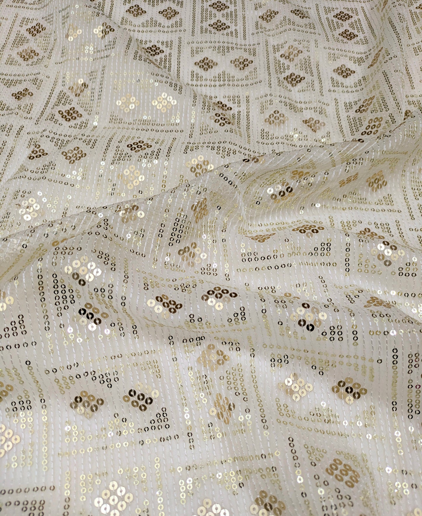 Off white embroidered fabric, Sequins Organza Fabric, Haute couture, Couture fashion, Embroidery art, Embroidery design, Fashion fabric - NFAF934