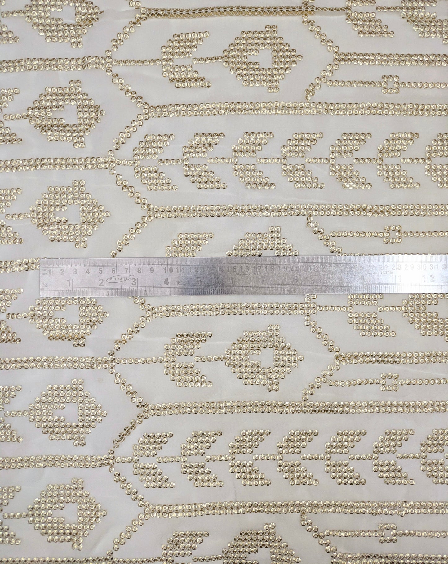 Off-White embroidered fabric, Wedding dress, Royal fabric, Luxury fabric, Fashion fabric, Fabric store, Embroidery art, Indian fabric - NFAF945
