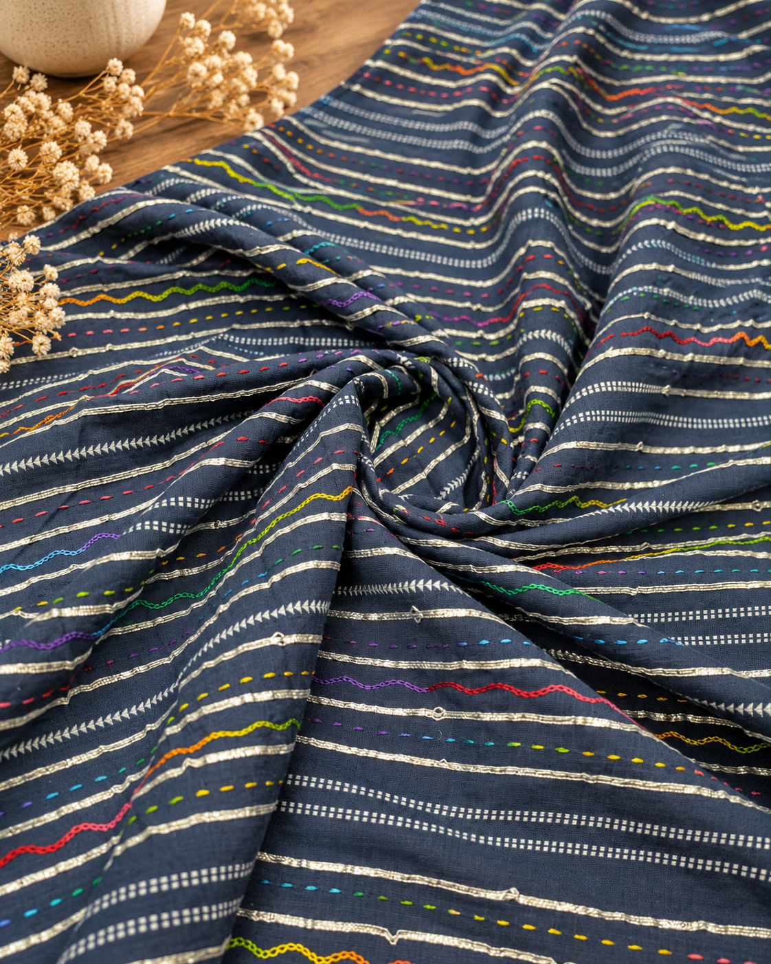 Blue embroidered Fabric, Thread embroidery, Couture fashion, Luxury fabric, Embroidery art, Handmade, Fashion fabric, Indian fabric - NFAF106