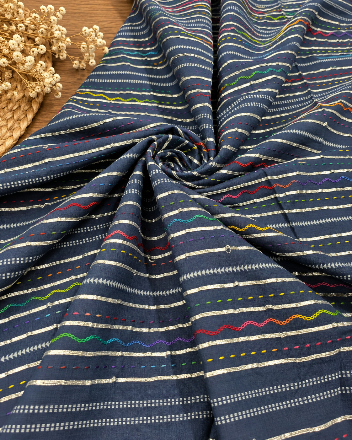 Blue embroidered Fabric, Thread embroidery, Couture fashion, Luxury fabric, Embroidery art, Handmade, Fashion fabric, Indian fabric - NFAF106