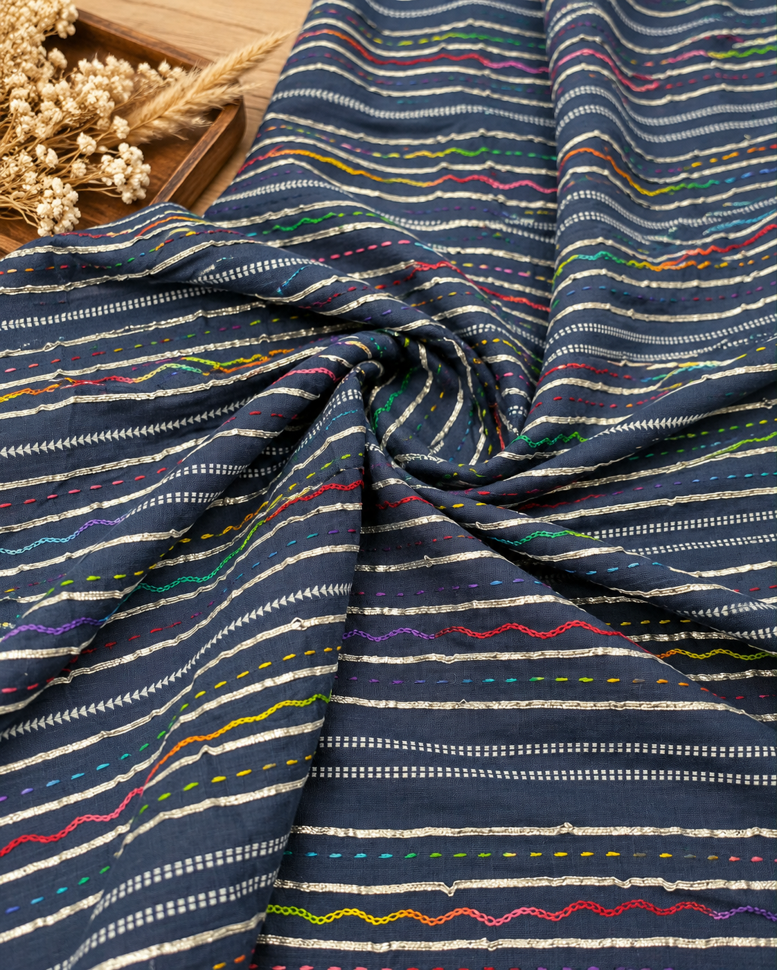 Blue embroidered Fabric, Thread embroidery, Couture fashion, Luxury fabric, Embroidery art, Handmade, Fashion fabric, Indian fabric - NFAF106