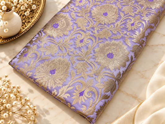 Brocade fabric Purple Gold Jacquard Damask Rayon Silk brocade Fabric Wedding Bridal High Grade Designer fabric by the yard Material NFAF131