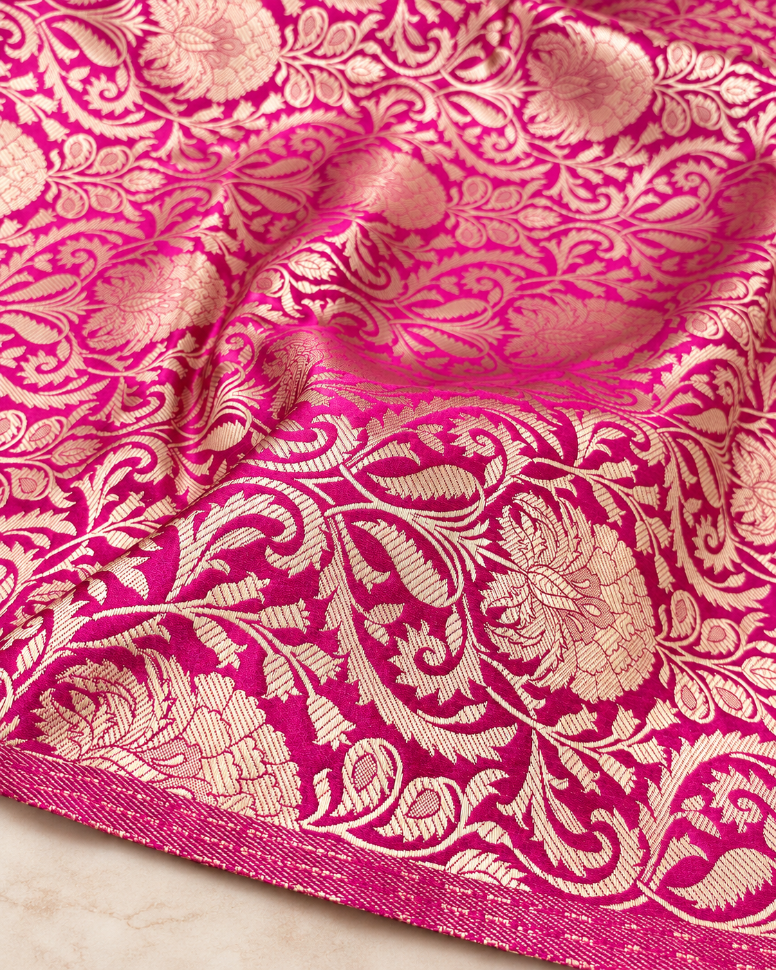 Indian banarasi brocade fabric, Pink Gold Flower brocade fabric, Wedding fabric, Rayon silk brocade, Gothic fabric, Designer fabric - NFAF137