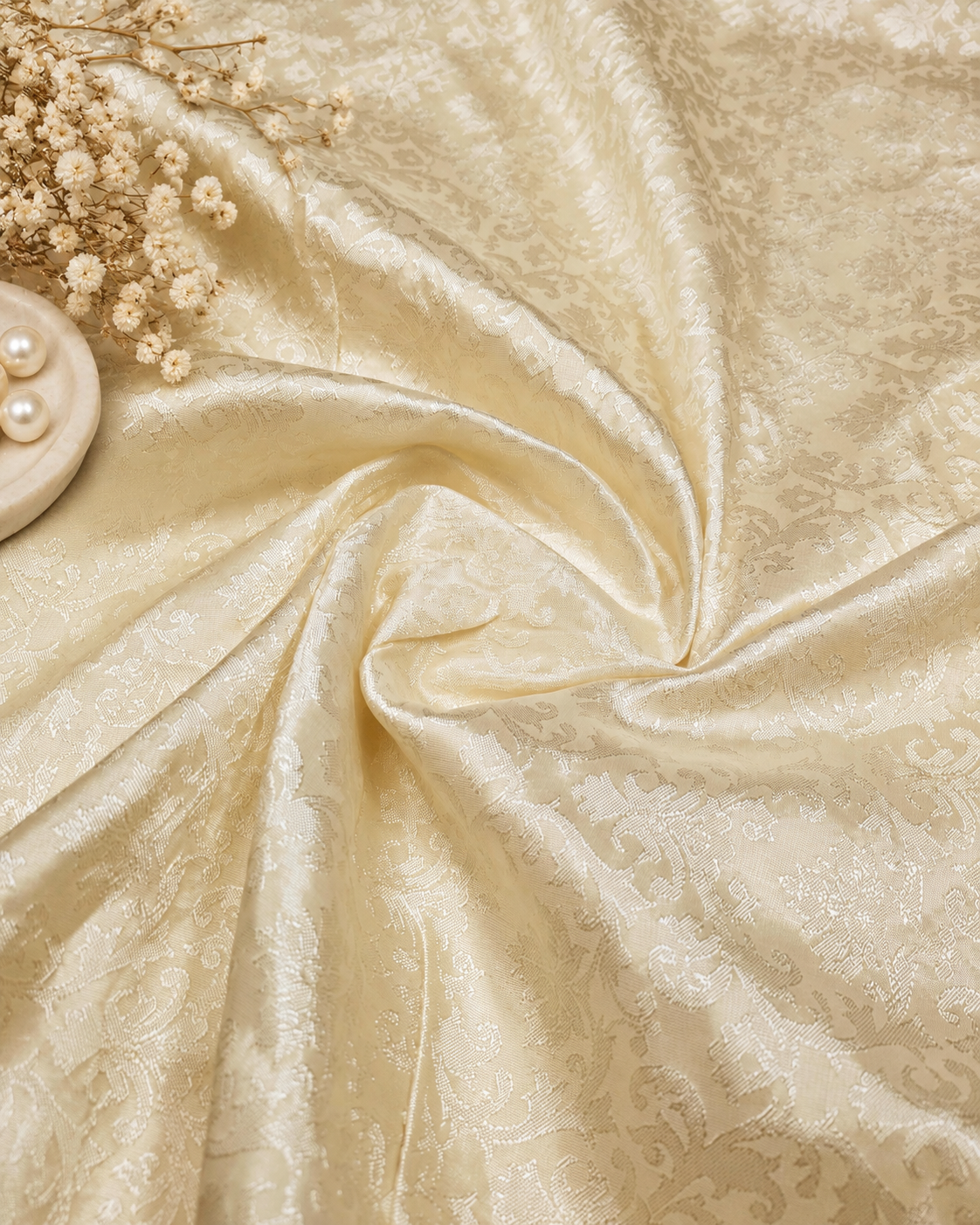 Damask Brocade Fabric Ivory Jacquard brocade Wedding dress fabric Embossed Brocade fabric Bridal Dress Brocade Fabric by the yard - NFAF160