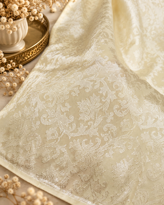 Damask Brocade Fabric Ivory Jacquard brocade Wedding dress fabric Embossed Brocade fabric Bridal Dress Brocade Fabric by the yard - NFAF160