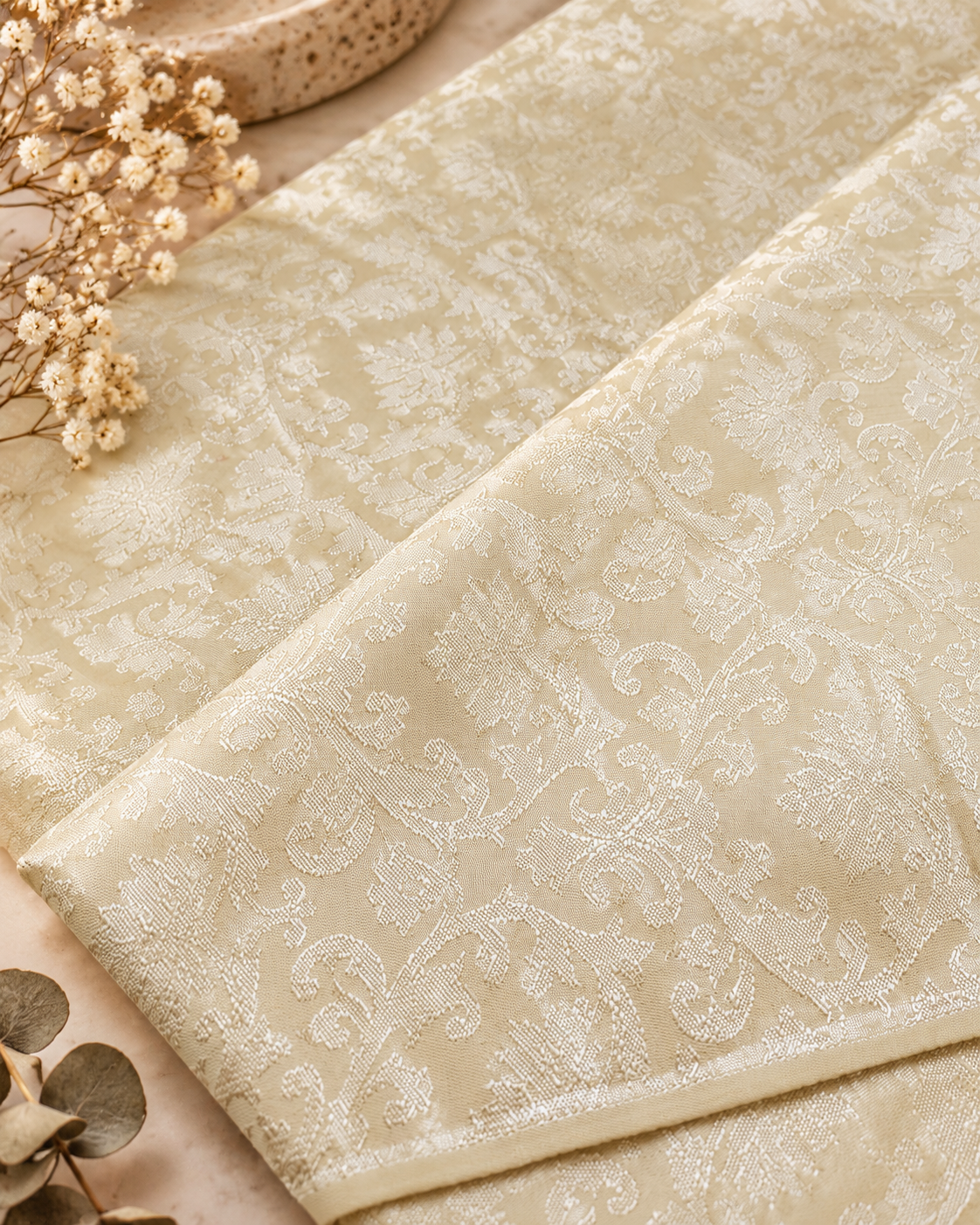 Damask Brocade Fabric Ivory Jacquard brocade Wedding dress fabric Embossed Brocade fabric Bridal Dress Brocade Fabric by the yard - NFAF160