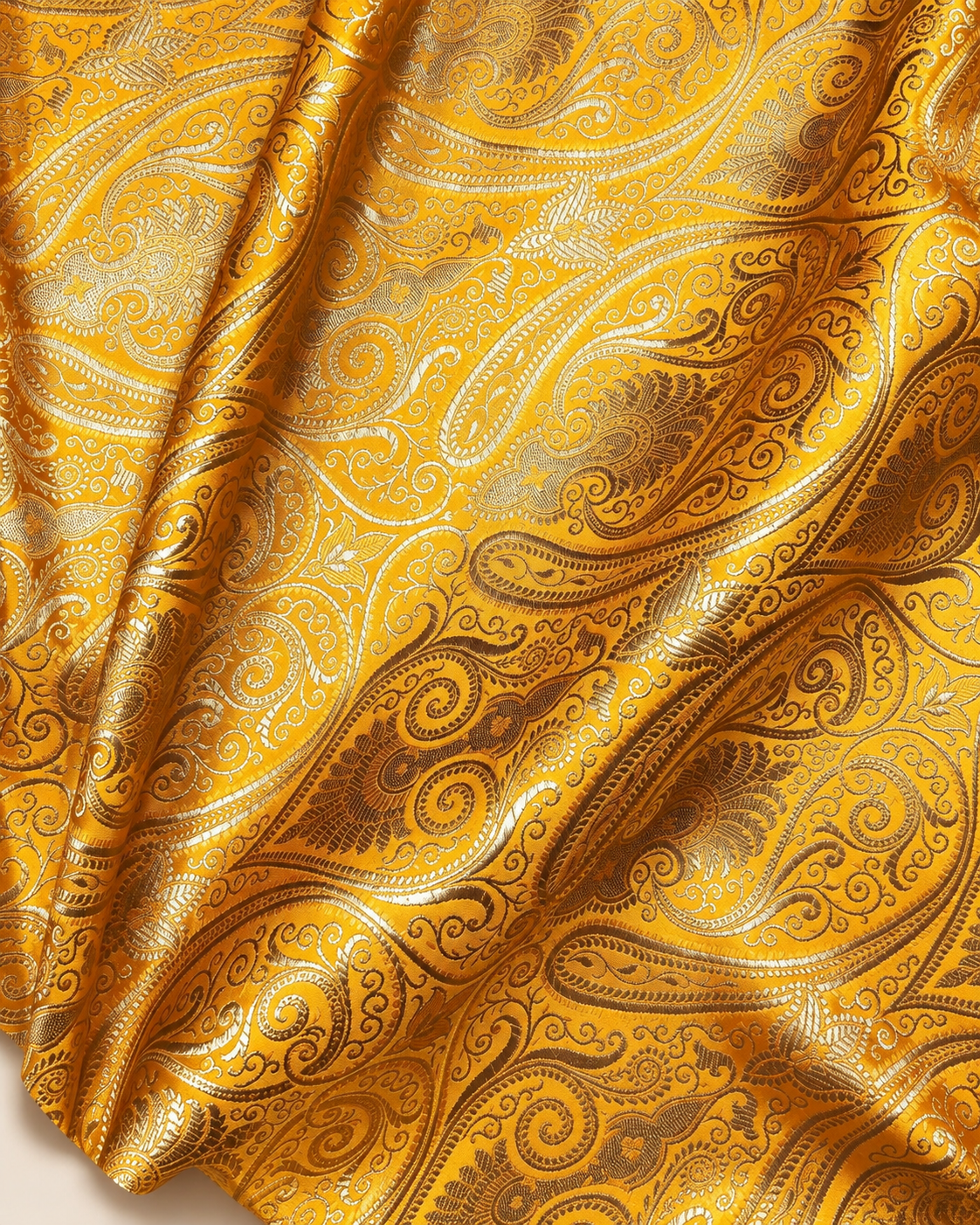 Banarasi brocade fabric Yellow gold Wedding Dress fabric Floral brocade Jacquard fabric Home Decor Upholstry Brocade Fabric by the yard