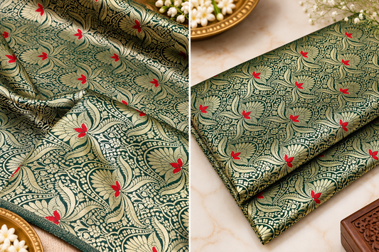 Brocade fabric Green Gold Jacquard Damask Fabric Dress Wedding Festival Clothing dress material Home Decor fabric by the yard meter -NFAF369