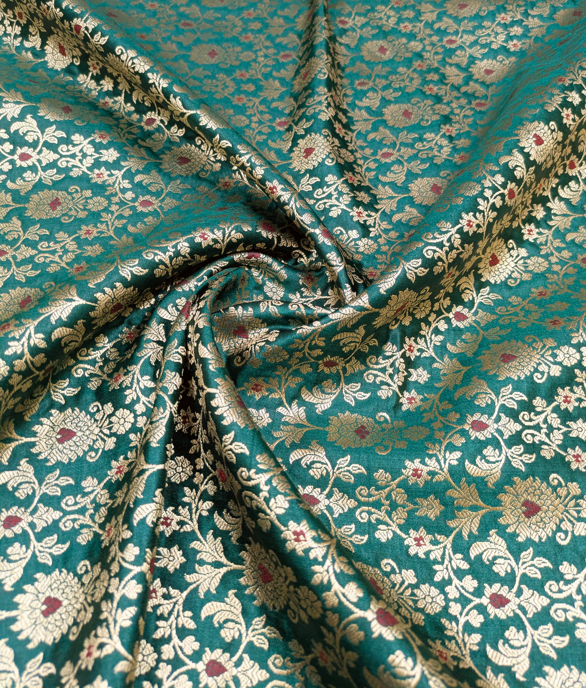 Brocade fabric Jacquard Damask Luxury Wedding Bridal fabric Green Gold Brocade Lehenga Indian Home Decor Fabric by the yard meter- NFAF394