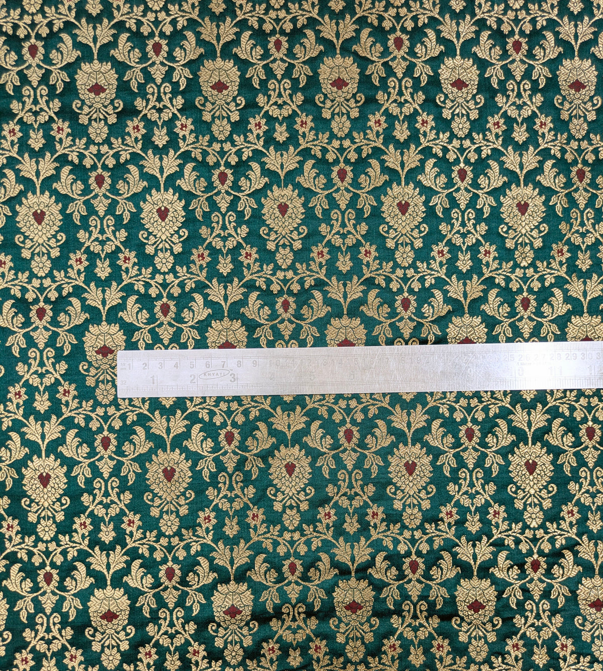Brocade fabric Jacquard Damask Luxury Wedding Bridal fabric Green Gold Brocade Lehenga Indian Home Decor Fabric by the yard meter- NFAF394