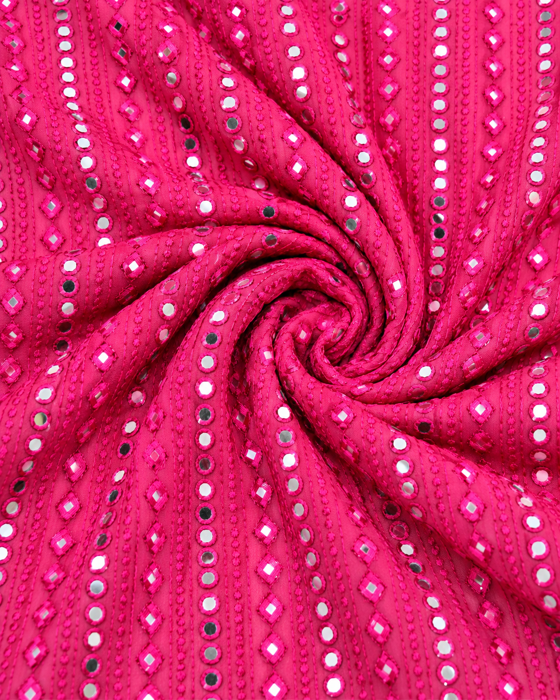 Fuchsia embroidered fabric, Georgette foil mirror fabric, Gold fabric, Wedding inspiration, Bridesmaid dress, Fashion fabric, Indian fabric, Thread embroidery - NFAF504