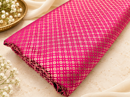 Banarasi brocade fabric, Pink and gold jacquard brocade, Home décor fabric, Wedding inspiration, Gothic fabric, Theatre costume, Lace brocade - NFAF518