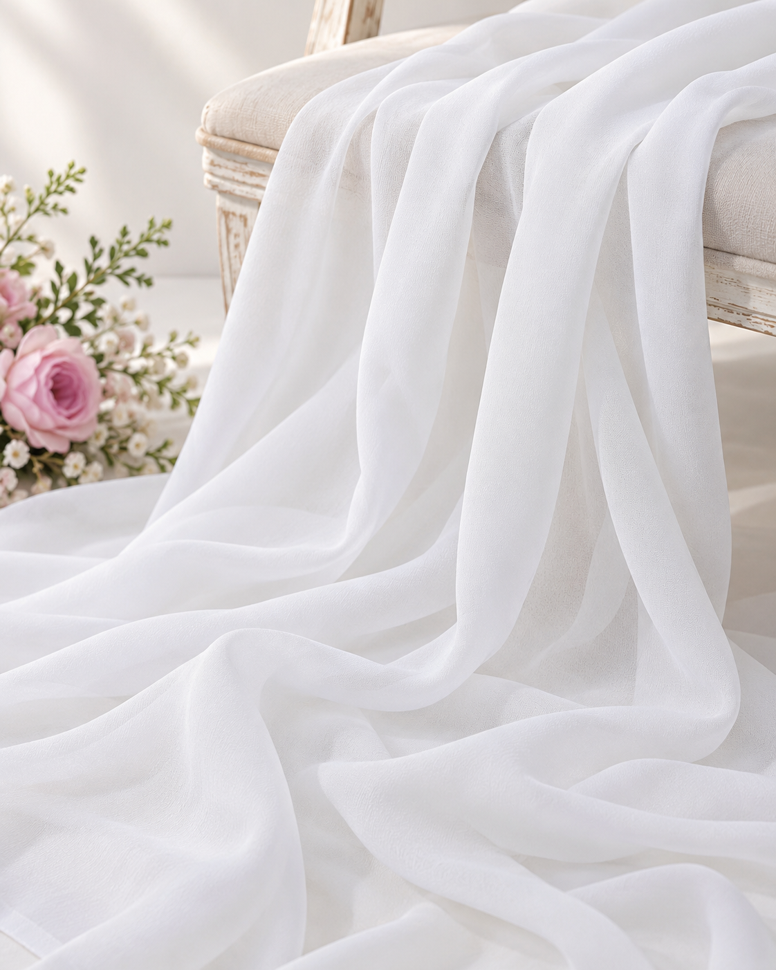 Off White viscose Georgette Dyeable Fabric, Dress Gown Saree Fabric, Multiple lengths will come in the continuous piece - NFAF549