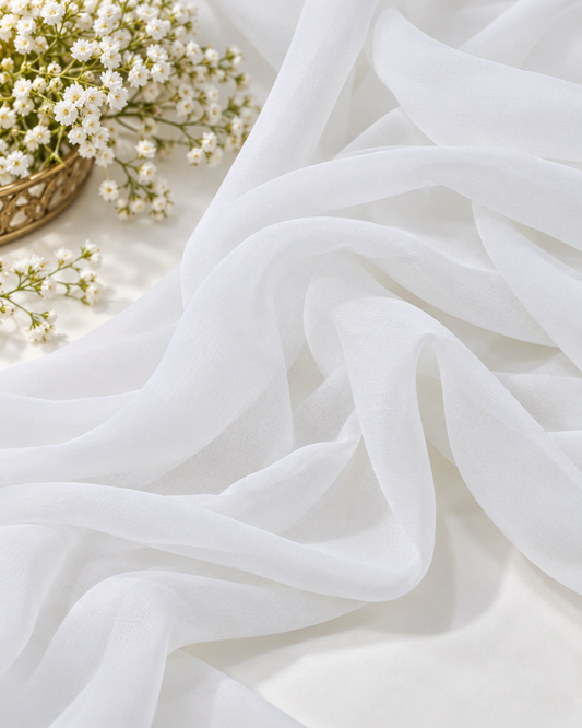 Off White viscose Georgette Dyeable Fabric, Dress Gown Saree Fabric, Multiple lengths will come in the continuous piece - NFAF549
