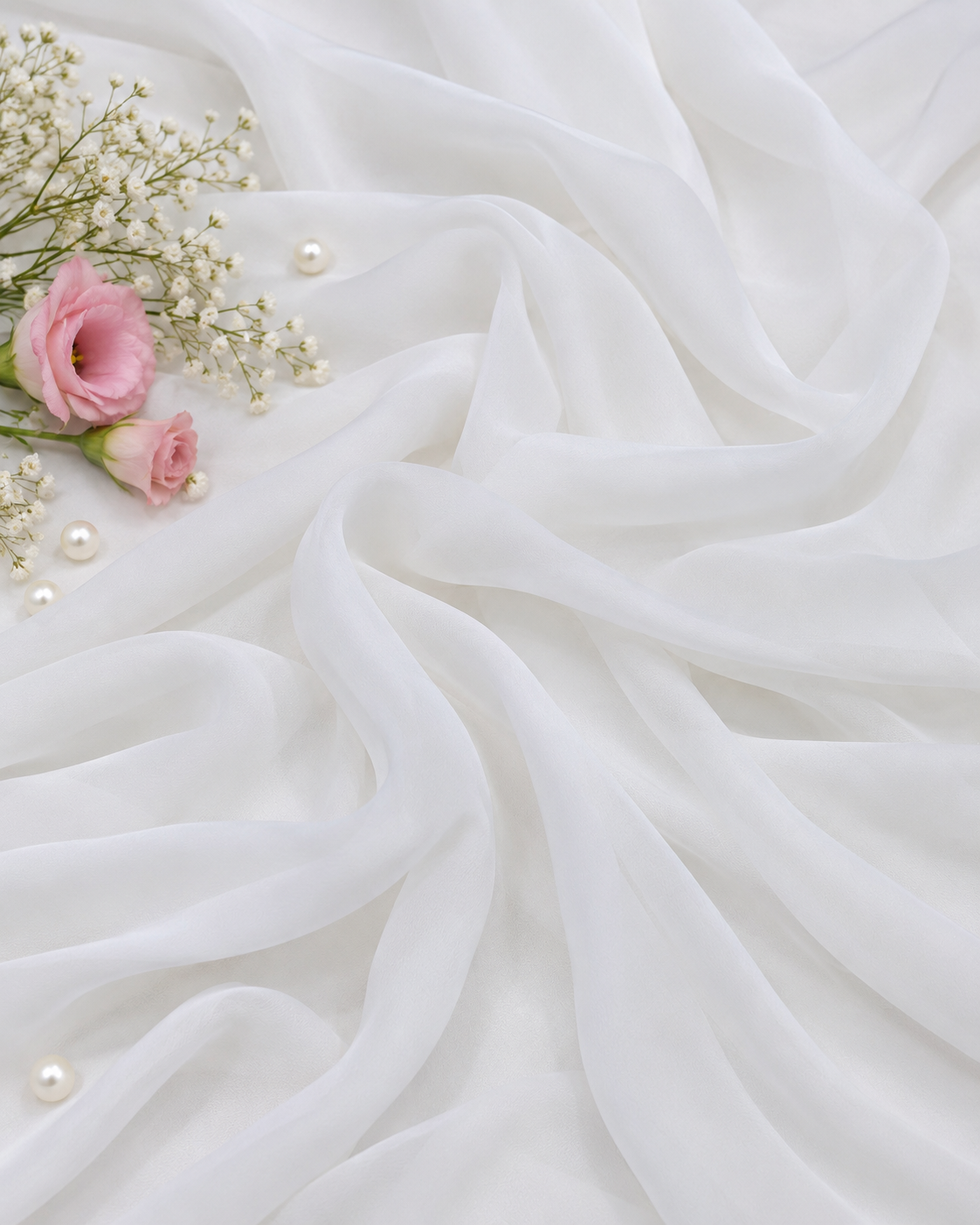 Off White viscose Georgette Dyeable Fabric, Dress Gown Saree Fabric, Multiple lengths will come in the continuous piece - NFAF549