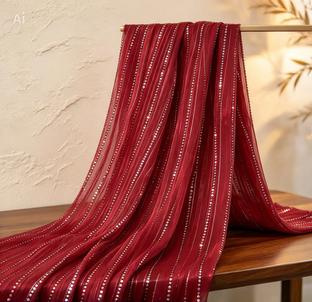 Embroidered fabric, Burgundy and silver organza fabric, Bridesmaid dress, Wedding dress, Fabric store, Indian fabric, Luxury fabric, Handmade - NFAF54