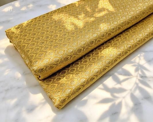 Brocade fabric Yellow Gold Jacquard Damask Rayon Silk brocade Fabric Wedding Bridal High Grade Designer fabric by the yard Material NFAF71