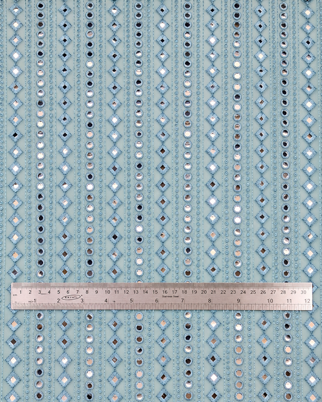 Powder blue embroidered fabric, Georgette foil mirror fabric, Gold fabric, Wedding inspiration, Bridesmaid dress, Fashion fabric, Indian fabric, Thread embroidery - NFAF767
