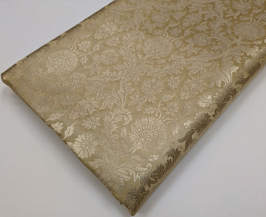 Brocade fabric Beige Gold Jacquard Damask Rayon Silk brocade Fabric Wedding Bridal High Grade Designer fabric by the yard Material NFAF95