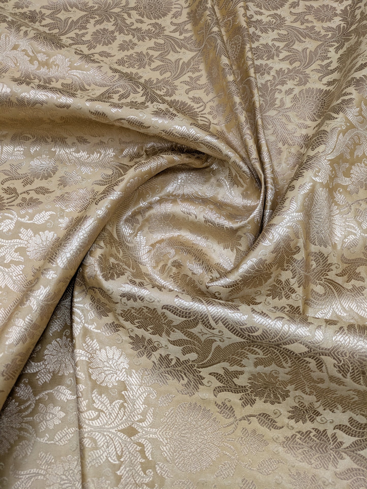 Brocade fabric Beige Gold Jacquard Damask Rayon Silk brocade Fabric Wedding Bridal High Grade Designer fabric by the yard Material NFAF95