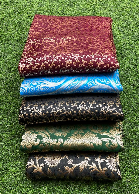 5 pcs Bundle Brocade Fabrics, assorted brocade fabric bundle, Banarasi fabric NF015.